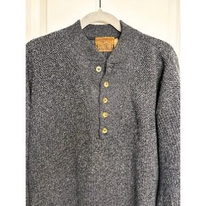 Redhead Henley Pullover Sweater Heavy Mens Sz XLT Heather Blue Blend Vtg